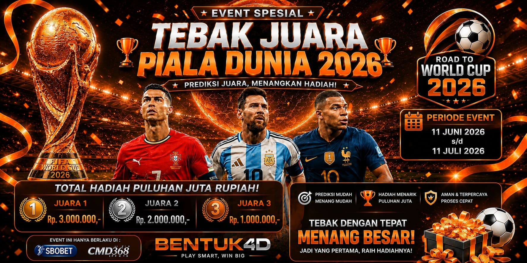 Tebak Juara PIALA DUNIA 2026 BENTUK4D